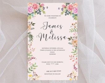 Wedding Floral Invitations, Floral Save the Dates, Floral Editable Invite Template