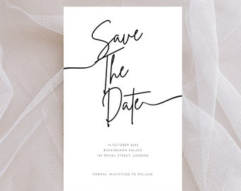 Simple Wedding Save the Date, Black & White Wedding Invitations, Digital Editable Wedding Invitations and Save the Dates