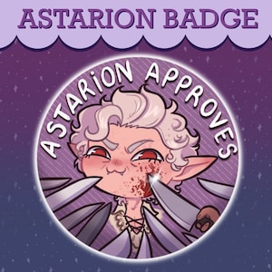 Astarion vampire inspired Baldurs Gate 3 badge READY TO SHIP :D