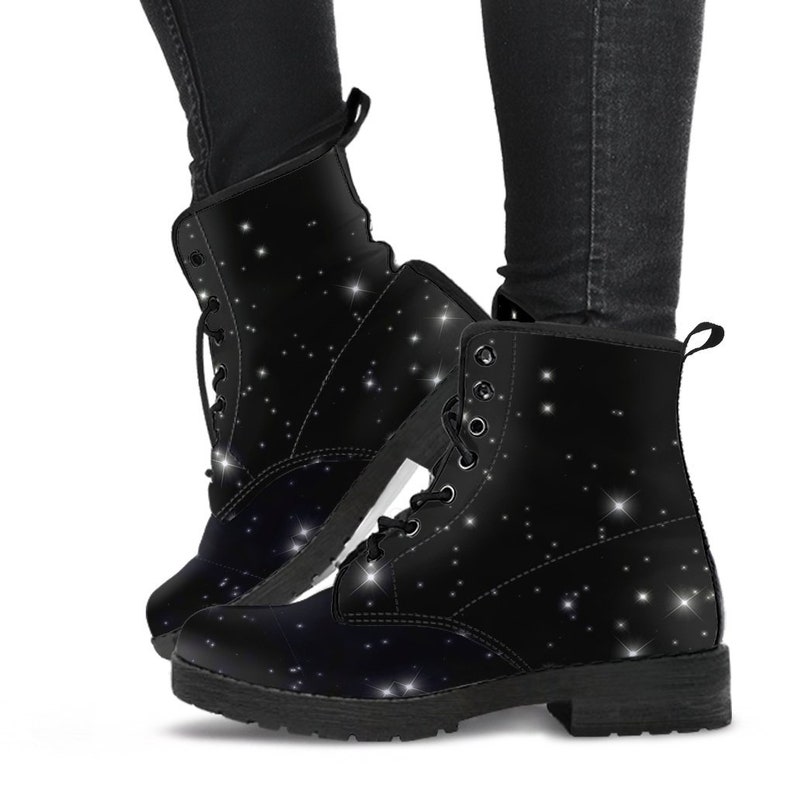 Waterproof Starry Night Leather Handcrafted Boots, Women Boots, Leather Shoes, Vegan Boots, Fashion Shoes, Hippie Boots image 1