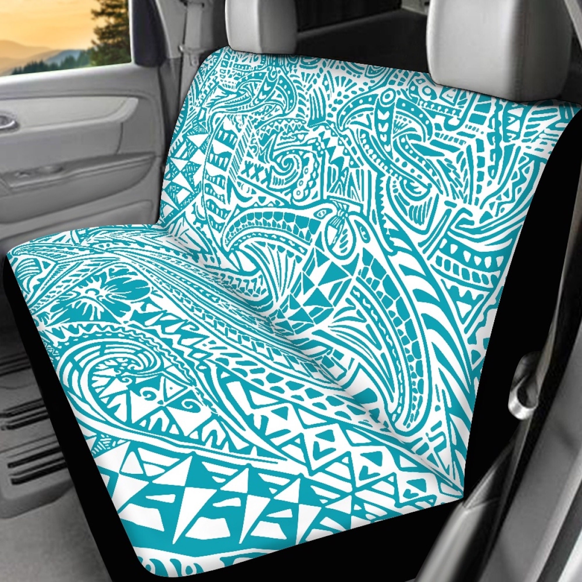 Turquoise Color in Batik Style Car Seat Cover Full Set for Etsy