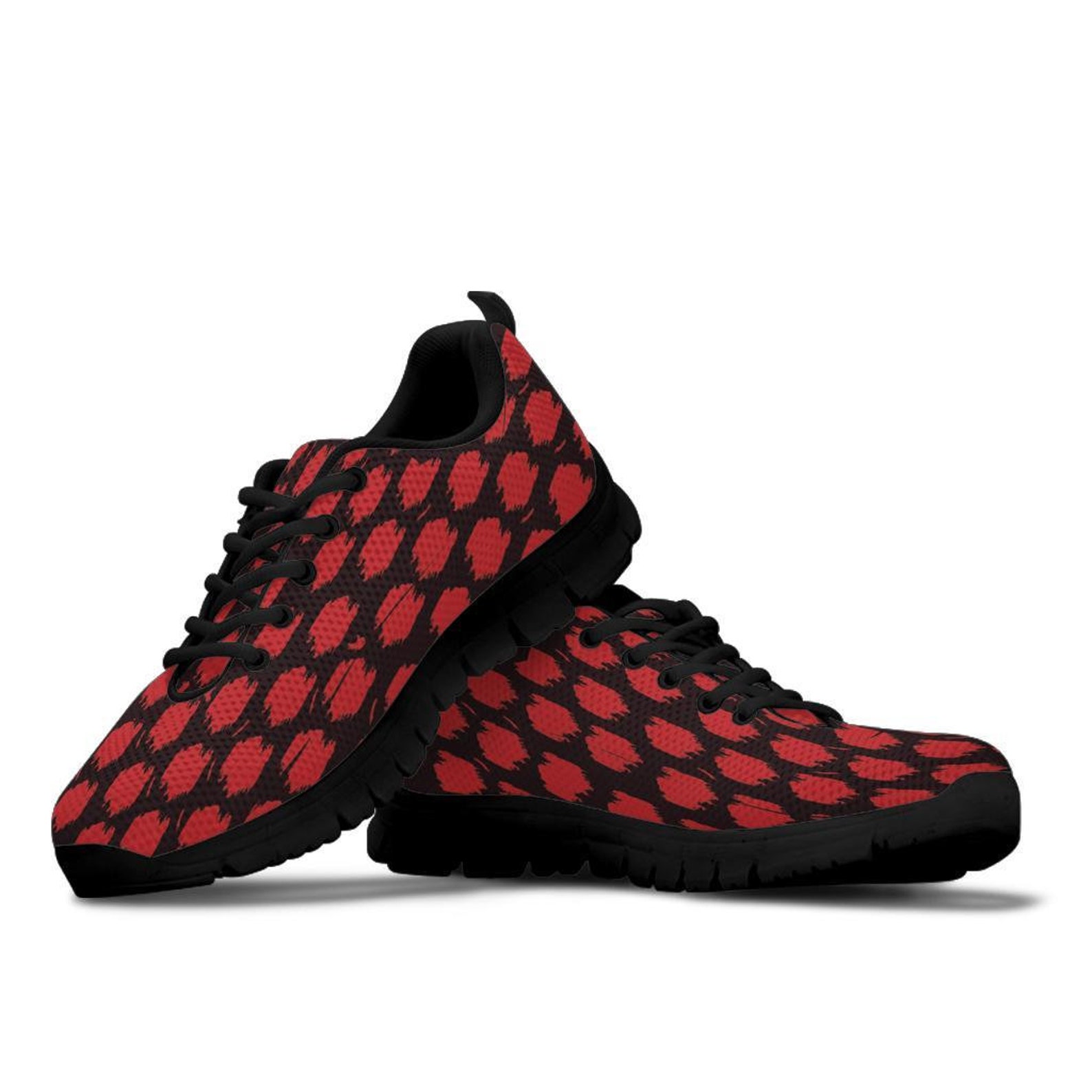 red and black canvas shoes