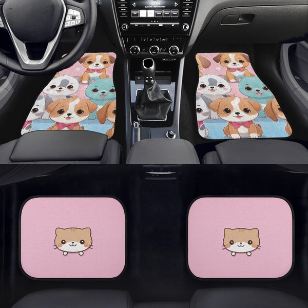 Premium Girly Kawaii Cute Dog in Pink Car Mat - High Quality Flooring for Adorable and Stylish Car Interiors | Pet Lovers Gift for Women