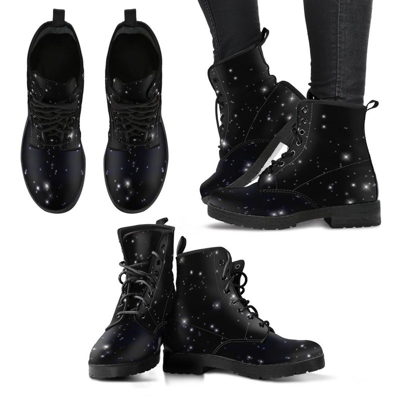 Waterproof Starry Night Leather Handcrafted Boots, Women Boots, Leather Shoes, Vegan Boots, Fashion Shoes, Hippie Boots image 4