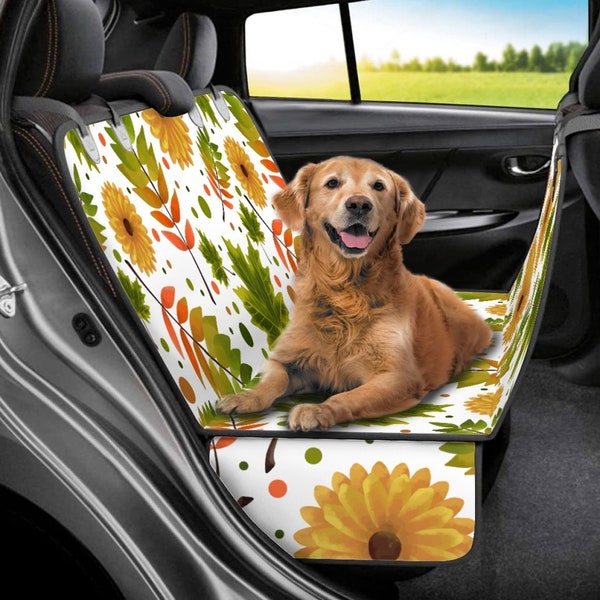 Cottagecore Sun Flower Floral Designs Pet Seat Cover for Dog Mat - 2 Sizes | Hammock Style & Waterproof Protection Your Car From Mess