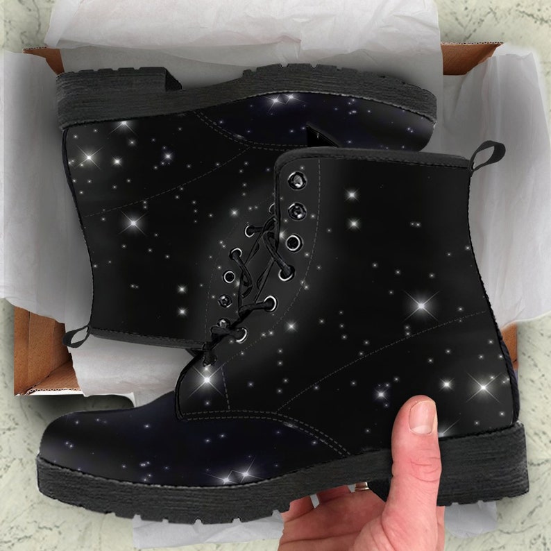 Waterproof Starry Night Leather Handcrafted Boots, Women Boots, Leather Shoes, Vegan Boots, Fashion Shoes, Hippie Boots image 5