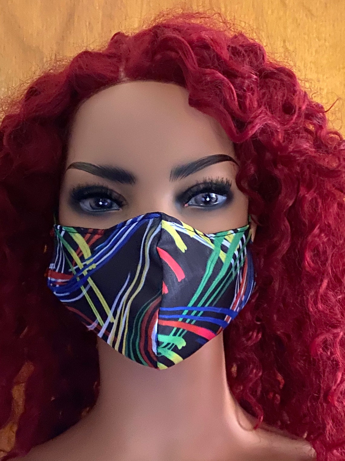 Matching Stripe Face Mask and Scarf Set Colorful Stripe Mask Etsy