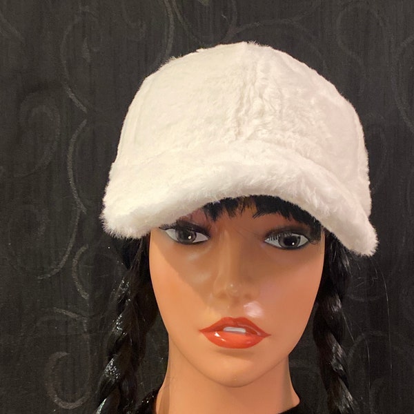 White Faux Fur Baseball Cap, Faux Fur Hat, Unisex Fur Cap, Plush Fur  Hat, Stylish Fur Hat, Gift Hat