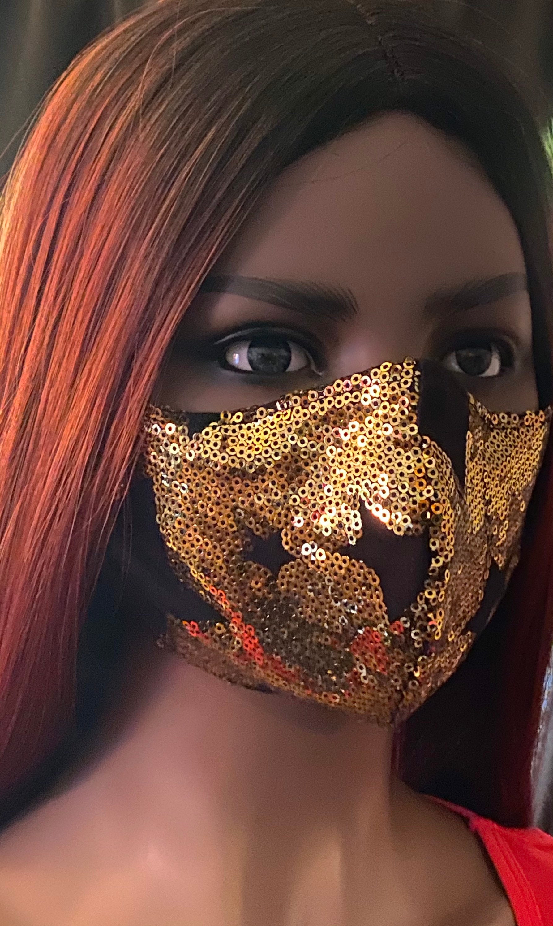 Star Sequin Face Mask Red Sequin Face Mask Sparkly Sequin Etsy