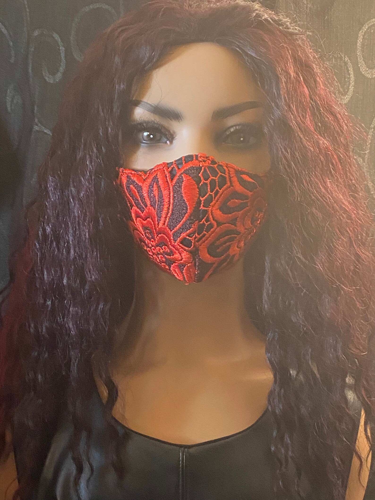 Red Lace Face Mask Red Lace Face Covering Sparkly Lace Face Etsy