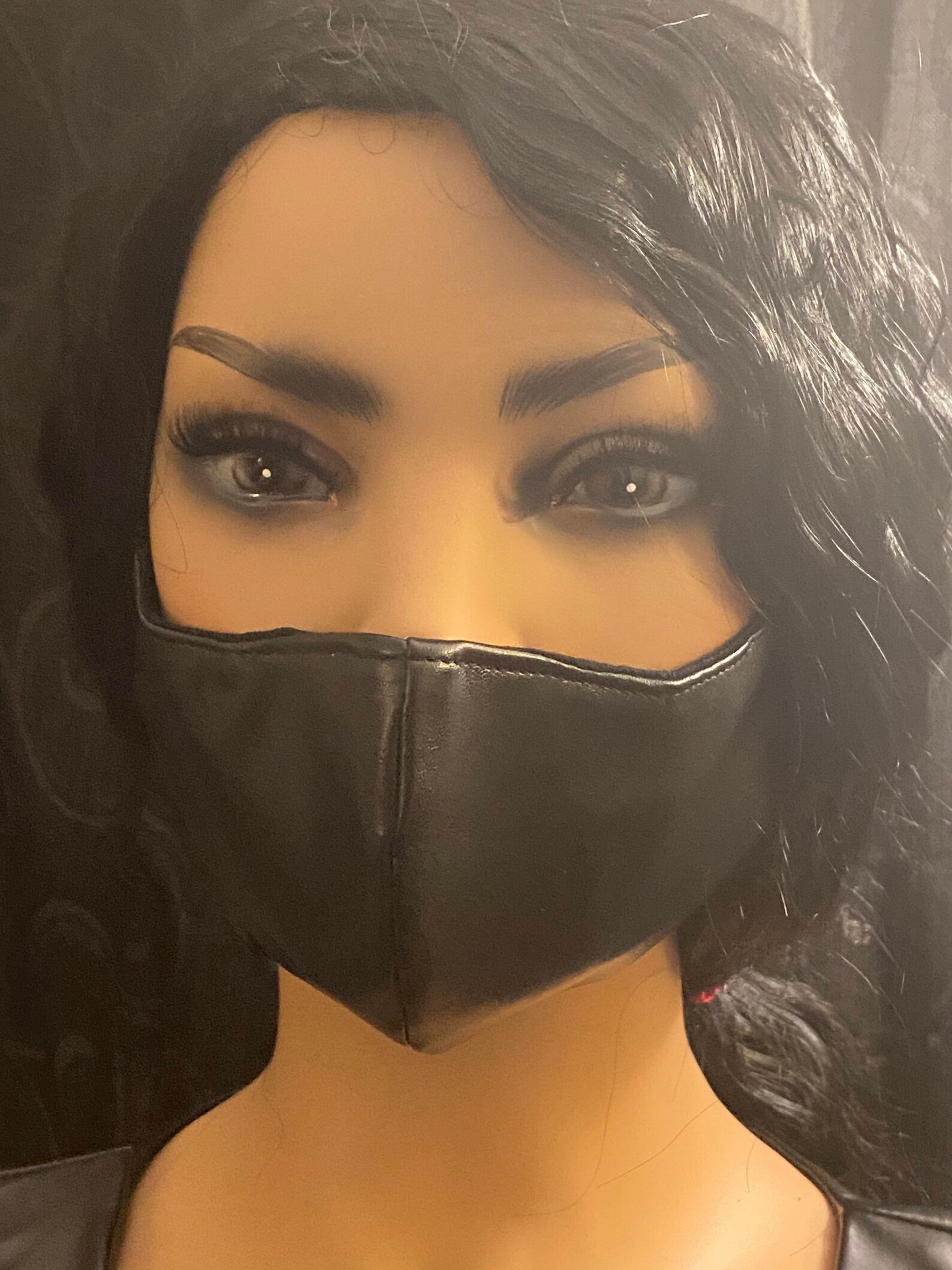 Black Faux Leather Mask, Pleather Mask, Adults, Unisex, Leather Face Mask, Black Leather Mask