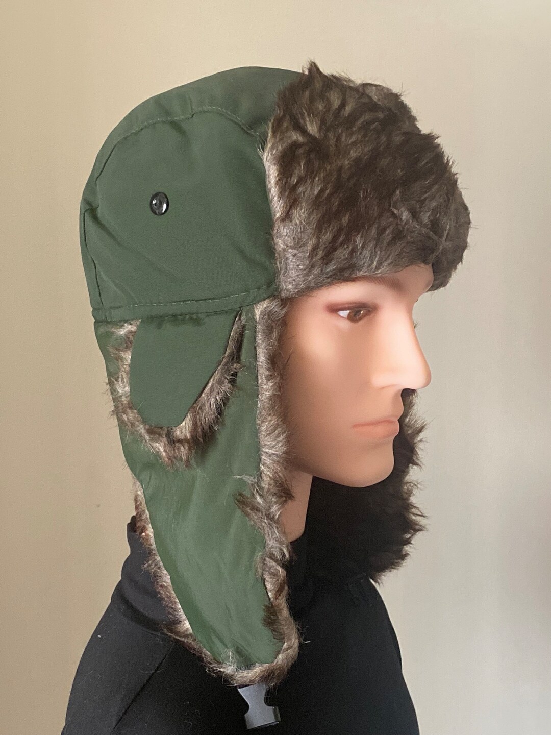 Green Trapper Hat, Unisex Hat, Russian Earflap Hat, Aviator Hat, Ski ...