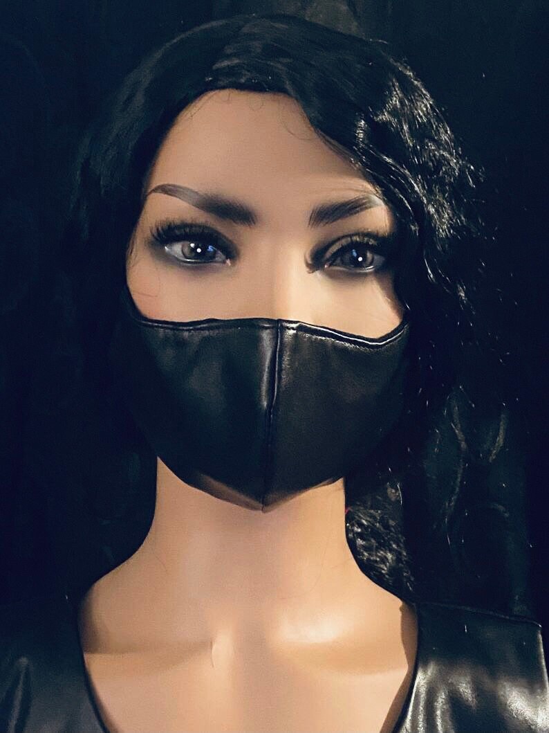 Black Faux Leather Mask, Pleather Mask, Adults, Unisex, Leather Face Mask, Black Leather Mask