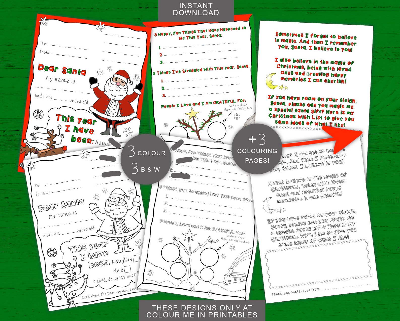 Printable Letter to Santa Claus INSTANT DOWNLOAD Blank Dear Santa ...