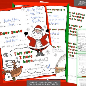 Druckbarer Brief an den Weihnachtsmann - INSTANT DOWNLOAD - Blanker Liebesbrief - Weihnachtswunschliste für Kinder - 9 Seiten!
