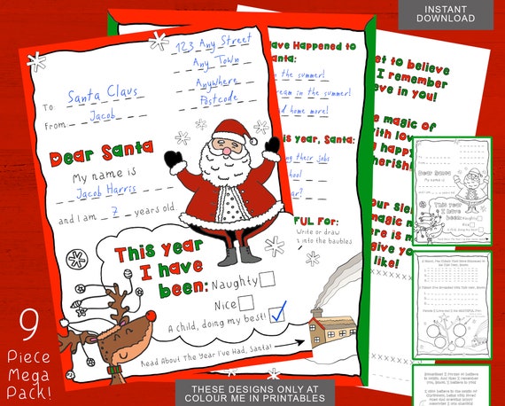 Printable Letter to Santa Claus INSTANT DOWNLOAD Blank | Etsy UK