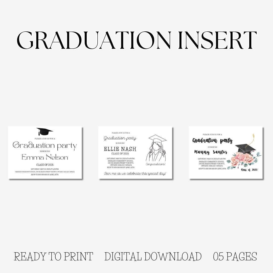 Graduation Insert | Graduation Card | Graduation Gift | Graduation ...