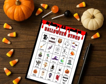 Halloweenbingo | Halloweenfestspel | Halloweenspel | Bingokort | Halloweenbingokort | Utskrivbar bingo | Utskrivbar halloween