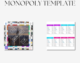 Monopoly-Vorlage | Monopoly | Brettspiel | Monopoly-Spielbrett | Vorlage | Monopoly-Spiel | Brettspiel zum Ausdrucken | Monopoly-Geld | Druckbar