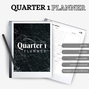 Quarter 1 planner | E-ink planner| Hyperlinked planner | Quarterly planner | Calendar | Digital template | Digital planner