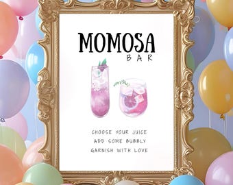 Placa de bar Mom-osa | Placa de chá de bebê | Placa de bar Mimosa | Placa de bar Momosa | Decoração de chá de bebê | Placa para impressão | Chá de bebê | Bar Momosa