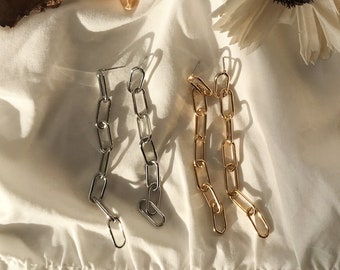 Minimalist Style Metal chain linked dangling earrings