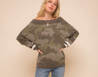 plus size camouflage sweaters