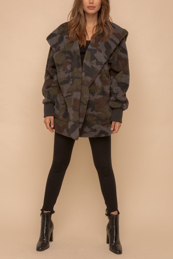 Camo Sherpa Jacket Fleece Jacket Women's sherpa Jacket Etsy