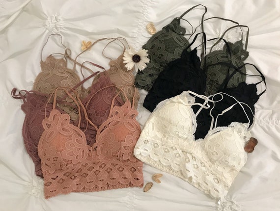 Floral Lace Crochet Bralette Padded Stretchy Smocked Back Bralette Double  Strap Adjustable -  Australia