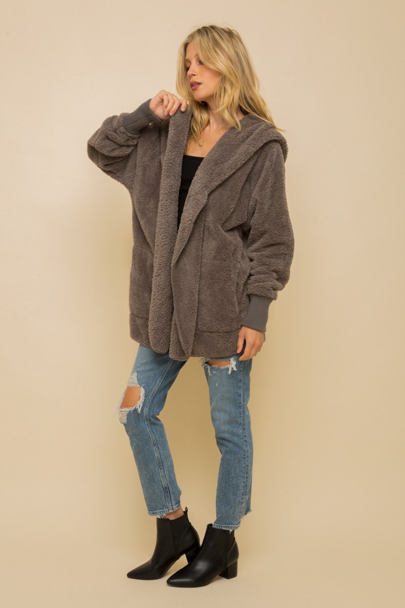 The Coziest Yet Pocketd Sherpa Cardigan Women's Soft Jacket Cardigan image 1