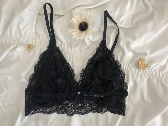 Sheer Lace Triangle Bralette Floral Lace Top Sheer Lace Scalloped