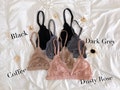 Custom Swarovski Crystal Option Sheer Lace Triangle Bralette - Floral Lace Top Sheer Lace Scalloped Lace Sexy Lingerie Bra