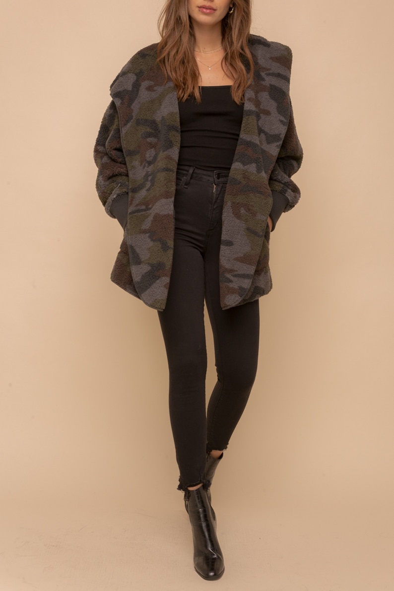 Camo Sherpa Jacket Fleece Jacket Women's sherpa Jacket Etsy