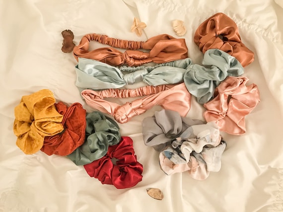 Silk Satin Neutral Hair Scrunchies and Hairband | Silk Satin Scrunchie | Hair Ties | Neutral Scrunchies l Hair Accessories
