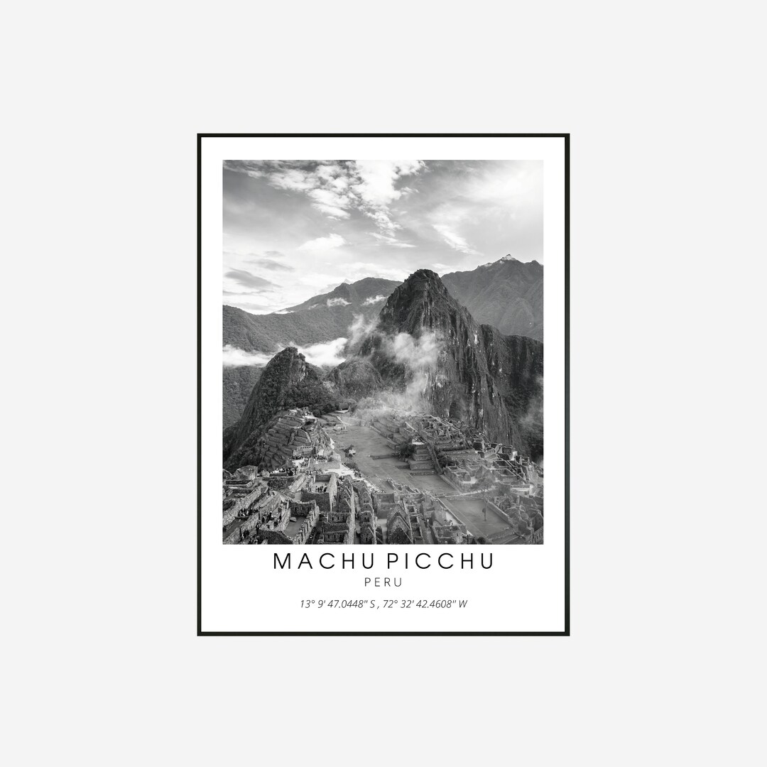 Machu Picchu Peru Black and White Wall Art Digital Download