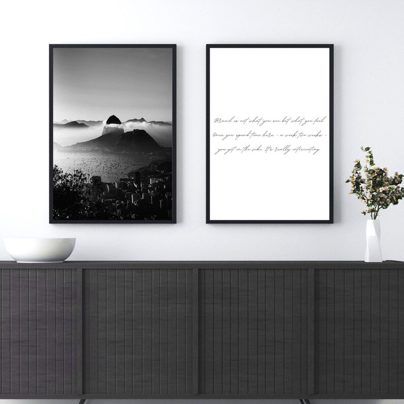 Brasilien 2er Set Spruch BrasilienMinimalistisches ReiseposterSchwarz