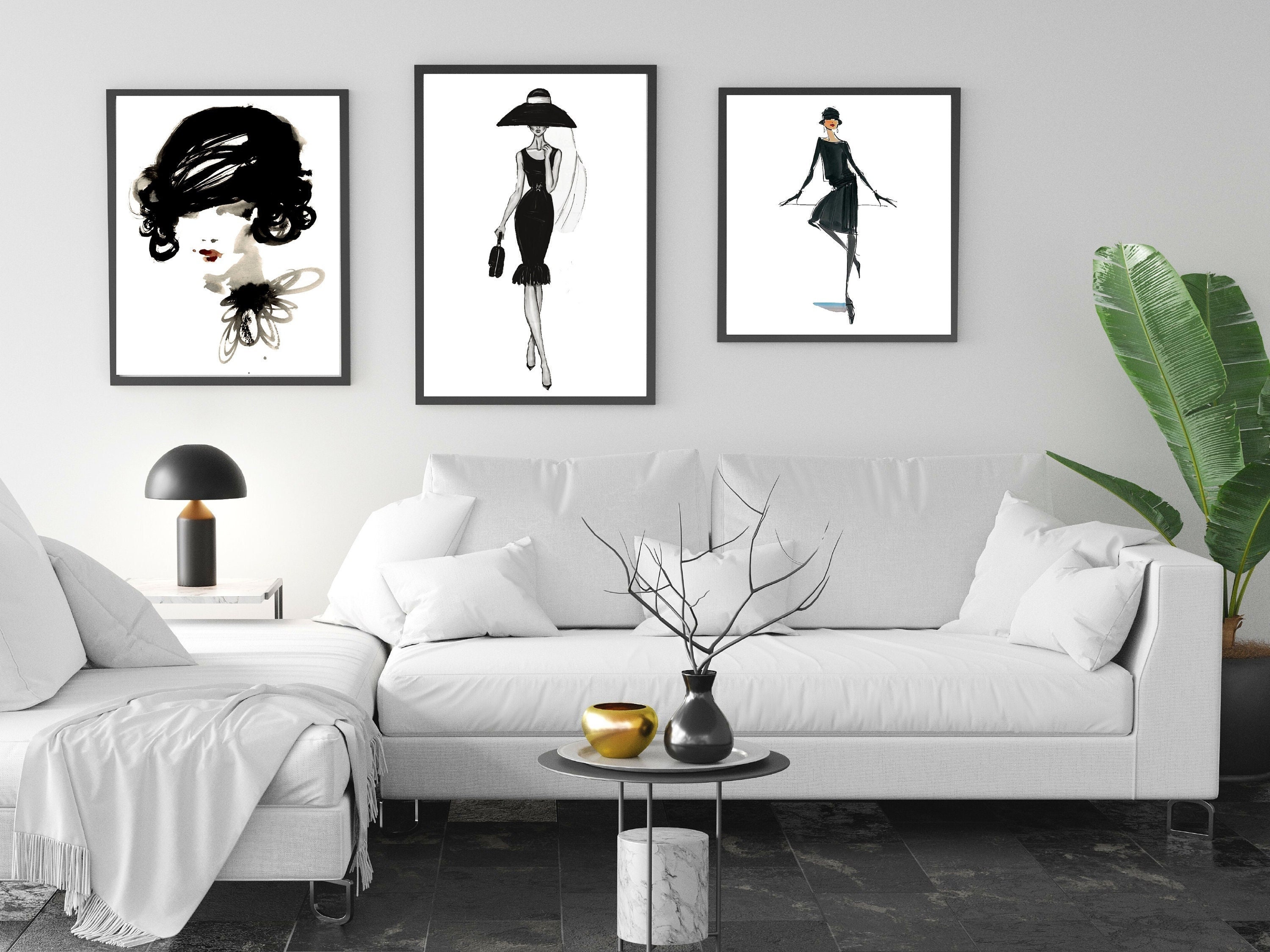 Designer Inspired Wall Art Set of 3 Fashion Wall Art Set 