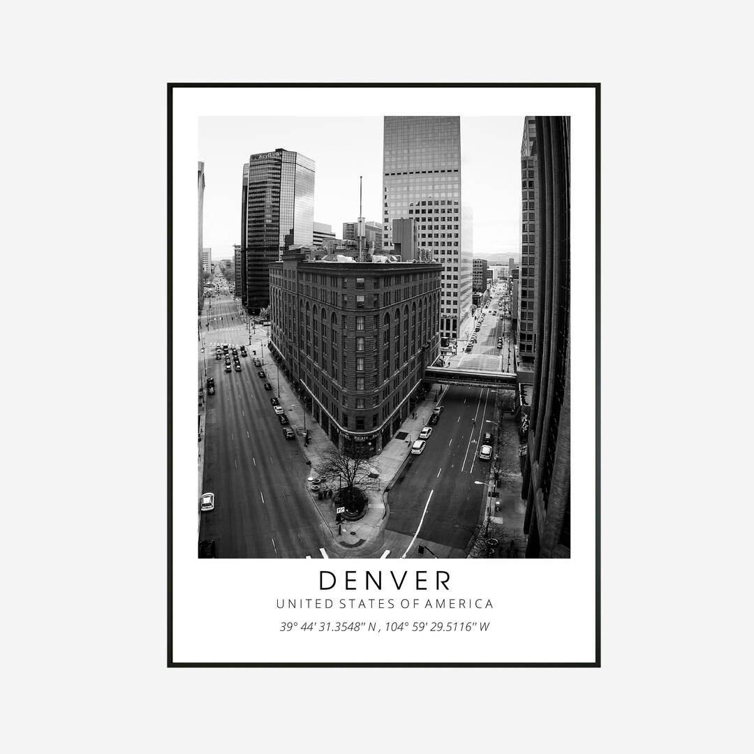 Denver USA Black and White Wall Art United States Digital Download