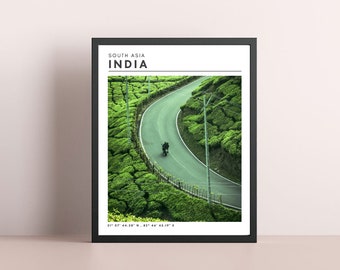 India Wall Art - Digital Download Minimalistic Art - India Poster - India Landscape Wall Decor - India Home Decor - Motorcycle Wall Art