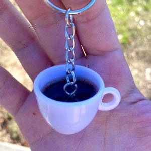 Mini Coffee Mug Keychains / Coffee Lover Keychain / Lemon Tea or Coffee Trinket / Tea Lover Gift / Dollhouse Tea in Mug Custom Keychain Gift