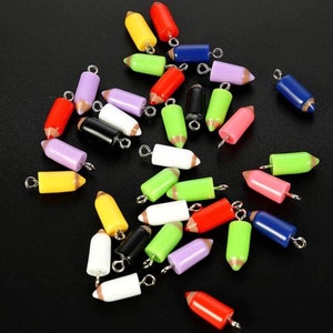 Yellow Pencil Charm Set of 5 Enamel Charms for Teacher Color Pencil  Preschool Teacher Appreciation Gold Charms for Jewelry Making 