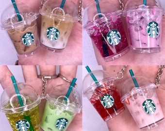 Starbucks Miniatuur Drink Sleutelhanger / Handgemaakte Mini Starbucks Iced Drinks / Party Favor Gift Koffie