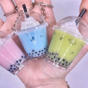 Mini Boba Tea Keychains with Tiny Boba Charm