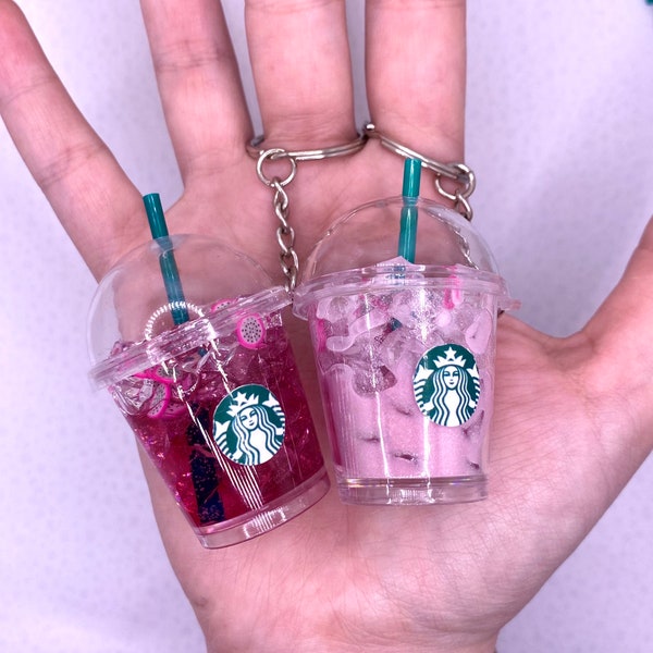 Starbucks Dragonfruit Opfriscursus of Violet Drink Miniatuur Drink Sleutelhanger / Iced Mini Drink Sleutelhanger / Koffie Cadeau