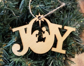 BULK ornaments - Birch Wood Joy Nativity Christmas Ornament