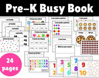 Preschool Printables | Toddler Learning Binder | Pre-K Worksheets | Toddler Worksheets| Preschool Busy Book