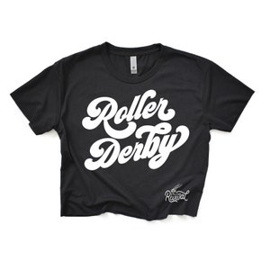Retro Roller Derby Skate Black Crop Top T-Shirt