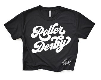 Retro Roller Derby Skate Black Crop Top T-Shirt