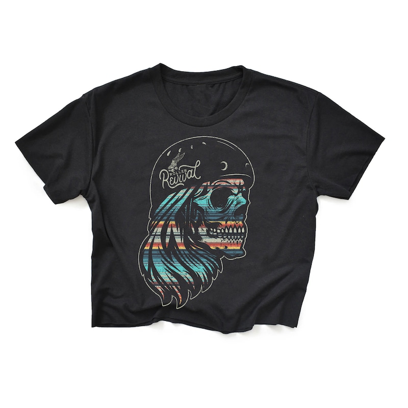 Spider Skull Crop T-Shirt with Detachable Sleeves main image 1