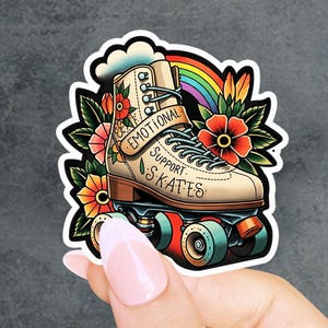 Emotional Support Skates Sticker Roller Skate